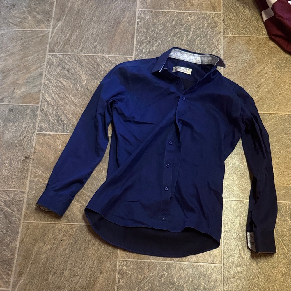 Elegant Deep Blue Men's Dress Shirt